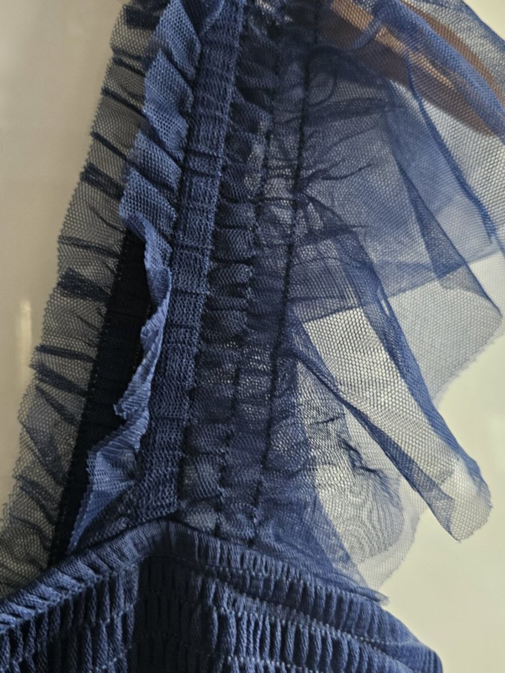 New Pretty Garden Cobalt Blue Smocked Tulle Dress with Pockets - Picture 8 of 11